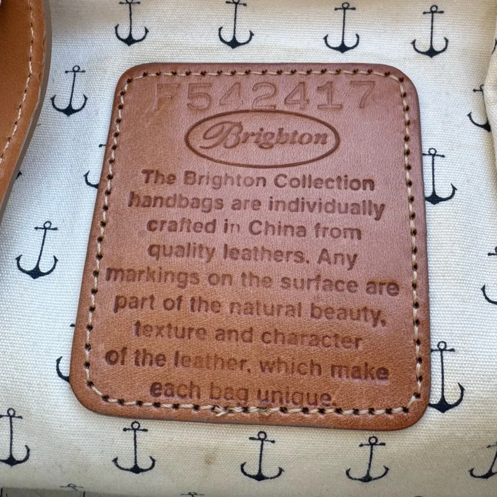 Brighton Espadrille Blue and White Striped Nautical Tote with Tan Handles - Picture 13 of 16